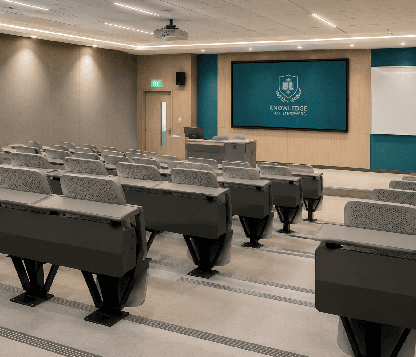 Lecture Hall Furniture – All-Wood Tiered Row Seating