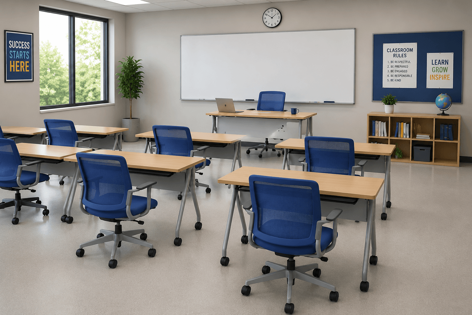 Classroom Desk & Chair (T-Leg with Mesh Chair)