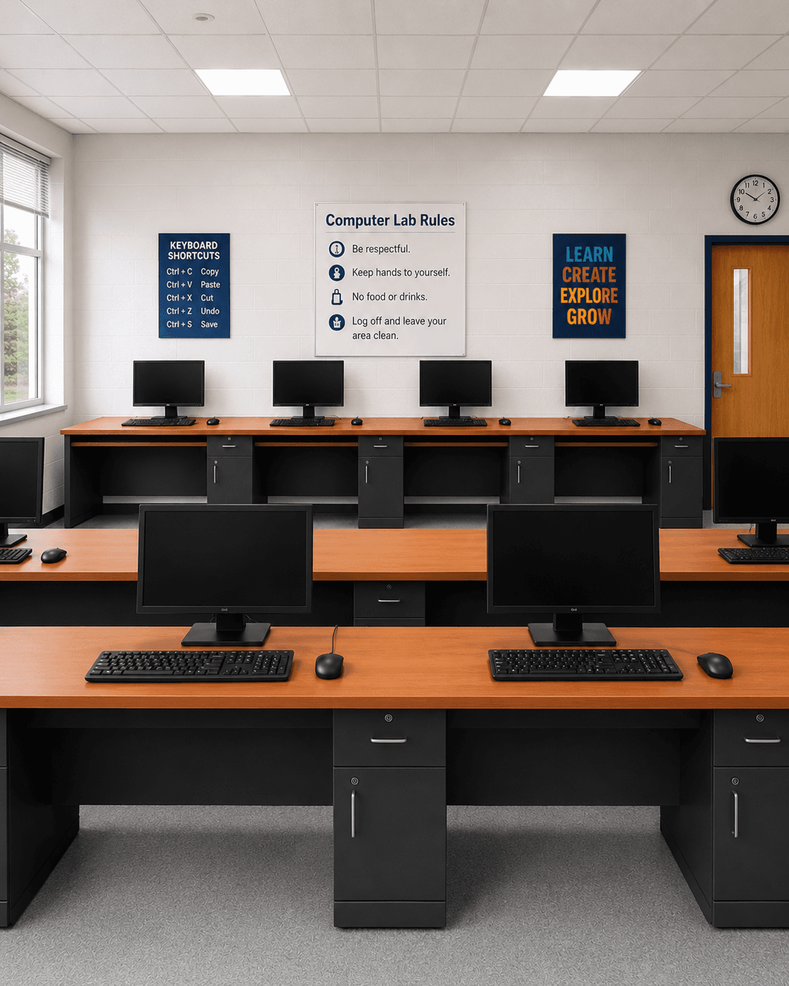 Computer Lab Furniture – Round Computer Table with Central Pedestal