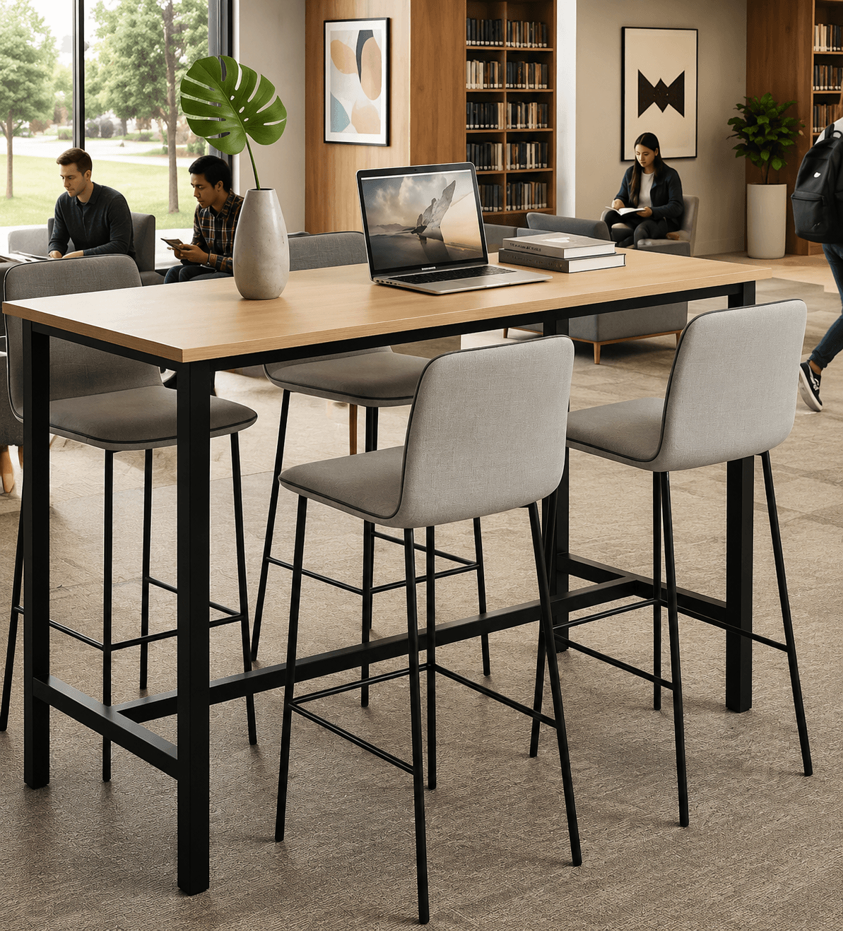 Library Desk – High Counter / Standing-Height Study Desk
