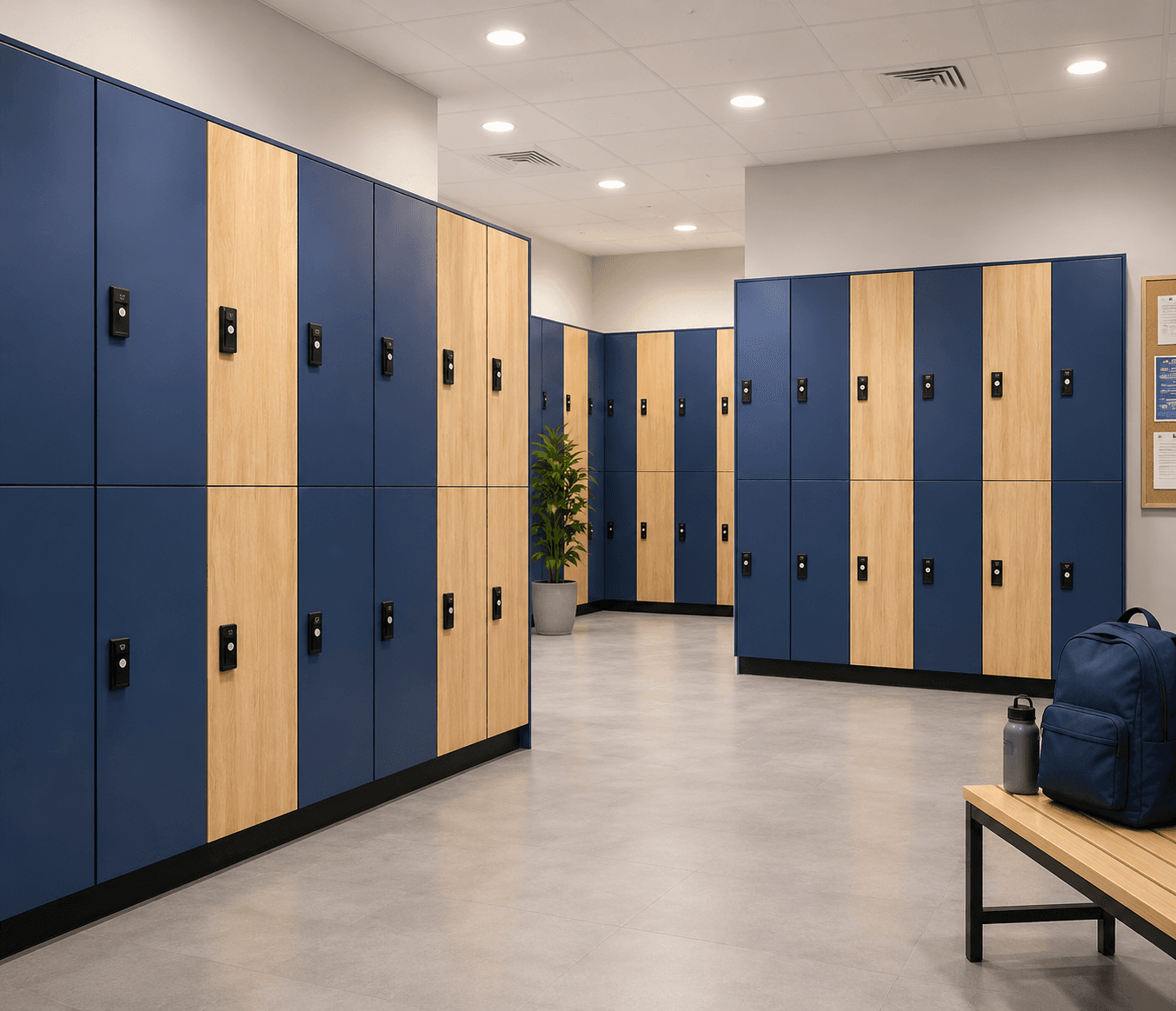Locker & Storage – HPL/Compact Panel Locker (Two-Tier, Blue & Wood)