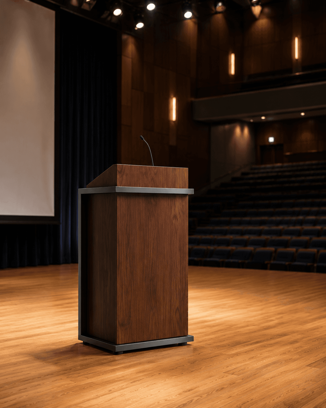Podium – Enclosed Lectern (Full-Body, Wood Finish)