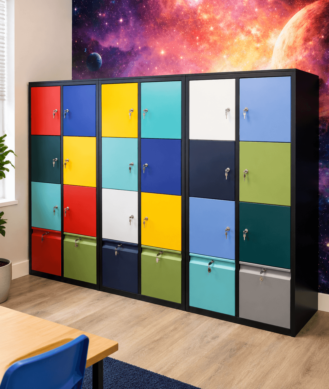 Locker & Storage – Steel Multi-Compartment Locker (Colourful Doors)