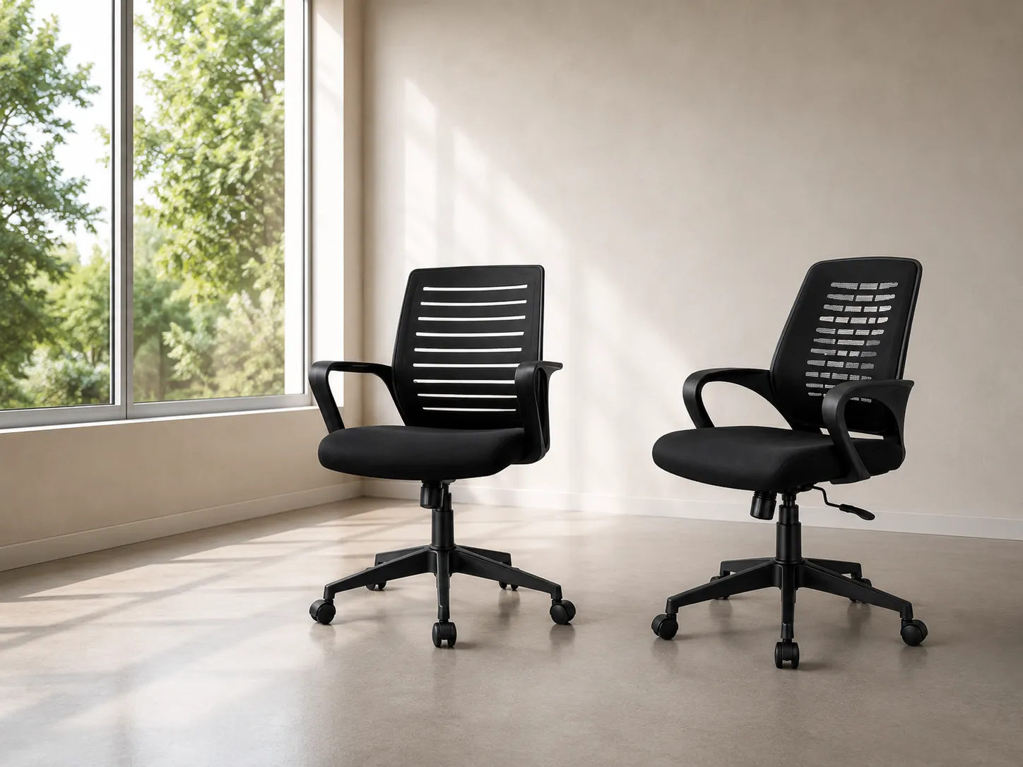 Zumax-Boom (left) and Zumax-805 (right) mesh office chairs